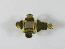 18K Yellow Gold Arts & Crafts Pendant with Emerald Cut Aqua Blue Spinel
