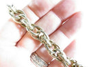 Hammered Extra Large Link Bracelet Gold Washed Sterling Silver 6 1/4" Wrist Karizia KA1772