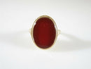 Edwardian Revival 14K Gold Carnelian Oval Cabochon Ring Size 6