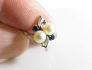 10K White Gold Kimberly Ring Pearls & Lab Created Blue Sapphires Sz 5.75
