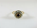 Georgian 14K Yellow Gold Garnet and Seed Pearl Cluster Ring Size 5.5