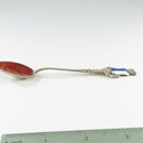Vintage 800 Silver Spoon Hand Painted Enamel Fancy Lion with Blue White Shield