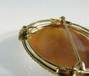 10K Gold Art Nouveau Right-Facing Floral Shell Cameo Brooch Pendant, 41.8 × 35.5 mm