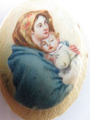 Old Hand Painted Miniature Madonna of the Streets 800 Silver Pendant Brooch