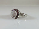 14K White Gold ATR Rose Quartz Ring w/ Tourmalines & Diamonds Size 7