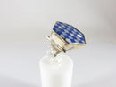 Artisan The Queen's Gambit Style Mother of Pearl Lapis Lazuli Inlaid Chess Ring