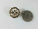 Edwardian 10K Gold Seed Pearl Openwork Brooch / Lapel Pin