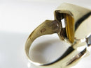 Carved Roman Soldiers In Profile 10K Gold Tigers Eye Diamond Ring Size 11.5