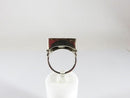 Artisan Sterling Ring Black Polished Acid Washed Checkered Glass Size 6.75
