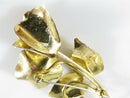 Unsigned Large Sterling Silver Gold Vermeil Pink Stone Floral Brooch