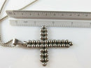 Vintage Beaded Cross 3" x 2" with 24" Box Chain House of Bangles Sterling