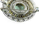 Costume Brooch Pendant Rose Cut Paste, Hardstone, Pearl Surround Fancy Filigree