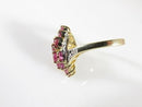 Vintage Samuel Aaron THL 10K Yellow White Gold Lab Created Pink Sapphire Marquise Cluster Cocktail Ring 6.75