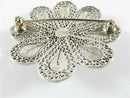 Unusual Lovely 800 Silver Filigree Flower Brooch with Butterfly in the Center