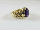 Unisex Heavy 14K Nugget Solitaire Pinky Ring Purple Polished Stone Size 9.75