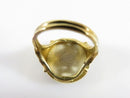 Antique Style Japanese Satsuma Iris Flower Ring Gilt Sterling Size 6.5