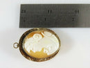 10K Etched Gold Shell Cameo Brooch Pendant (Repair Needed)