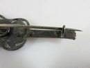 Beautiful Victorian Guitar Brooch Floral Decor Forget Me Not in Sterling