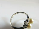 10K White Gold Kimberly Ring Pearls & Lab Created Blue Sapphires Sz 5.75