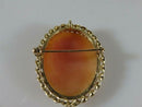 14K Gold Shell Cameo Right-Facing Portrait Brooch Pendant, 7.3 g, Mid-Century