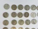 Lot of 50 Mercury Silver Dimes 90% Silver Mixed 1940s Dates Circulated Coins 90% silver coins 1940s silver dimes