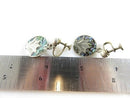 Figural Palm Leaf Disc Abalone & Sterling Taxco Mexico VKE Silver Screw Back Earrings