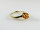 Vintage 14K Gold Fire Opal Solitaire Ring with Translucent Orange Cabochon Size 4.75