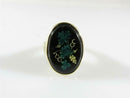 Antique 14K Gold Reverse-Painted Glass Floral Plaque Ring c.1910–1930 (≈8 g, Sz 6)
