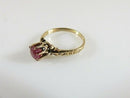Victorian 14K Gold Ruby Engagement Ring Antique Prong Setting Engraved Date c.1887 Size 4.25