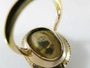 Antique 18K Top 9K Shank Pietra Dura Floral Oval Ring, Brooch Conversion, Large Sz 7.5