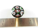 Cloisonne Brass & Enamel Floral Trinket Snuff Box Black White Pink Green Hinged