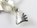 Artisan Sterling Repousse Tree Frog Brooch Pendant Stamped Etched Garnet Burgundy