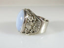 Polished Cabochon Blue Agate Pinky Ring Sterling Silver Sajen Size 10.25