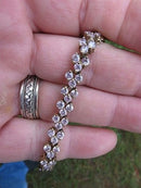 Stylish Gold Washed Sterling Silver 7 1/4" Long Faceted Pink Glass Link Bracelet