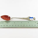 Vintage 800 Silver Spoon Hand Painted Enamel Fancy Lion with Blue White Shield