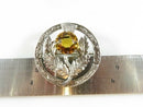 Scottish Celtic Sterling Silver Orange Glass Flower Brooch by Robert Allison