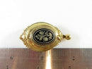 Victorian Gold Filled Floral Taille d'épargne Brooch with Dangle
