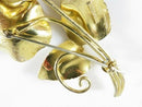 Unsigned Large Sterling Silver Gold Vermeil Pink Stone Floral Brooch