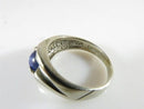 10K White Gold Unisex Round Cabochon Blue Star Sapphire Ring Size 6.75