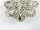 Unusual Lovely 800 Silver Filigree Flower Brooch with Butterfly in the Center