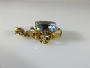 18K Yellow Gold Arts & Crafts Pendant with Emerald Cut Aqua Blue Spinel
