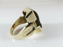 Carved Roman Soldiers In Profile 10K Gold Tigers Eye Diamond Ring Size 11.5