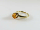 Vintage 14K Gold Fire Opal Solitaire Ring with Translucent Orange Cabochon Size 4.75