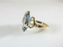 14K Gold Ring with Lab Created Blue Topaz Floating Solitaire Design Size 6.5