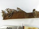 Whitetail Cutlery Fixed Blade Hunting Knife Sawback Clip Point Stag-Style Handle Brown Fringed Suede Sheath 9 5/8 Inch