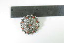Antique Cabochon Orange Coral Gems Filigree Brooch Beautiful 800 Silver
