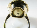 Antique 18K Top 9K Shank Pietra Dura Floral Oval Ring, Brooch Conversion, Large Sz 7.5