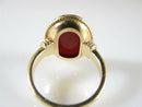 Edwardian Revival 14K Gold Carnelian Oval Cabochon Ring Size 6