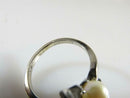 10K White Gold Kimberly Ring Pearls & Lab Created Blue Sapphires Sz 5.75
