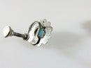 Vintage Southwestern Blue Glass Sterling Flower Screwback Earrings Taxco Style